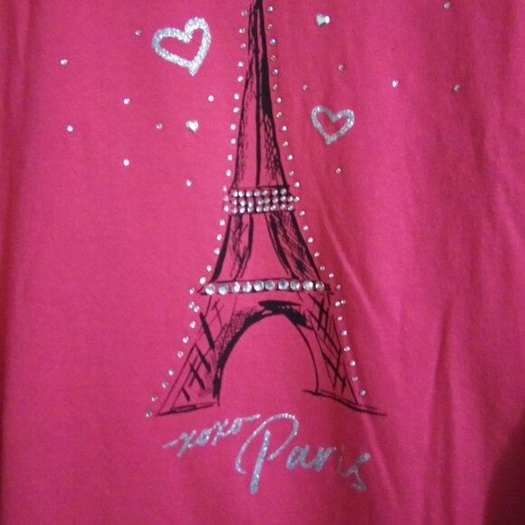 Catherines Pink Cotton Jersey Graphic Paris Tee /w Bling 3/4 Sleeve 4X- NWT - Picture 4 of 4